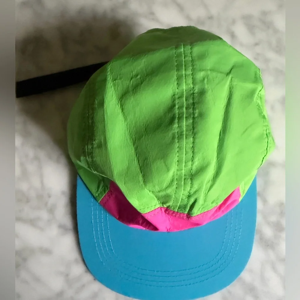 Neon Green Pink Blue Colorblock 5-Panel Cap 80’s 90’s Fresh Prince Vintage Hat
